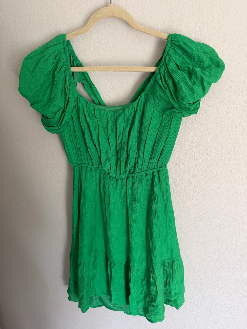 Emerald Puff-Sleeve Mini Dress